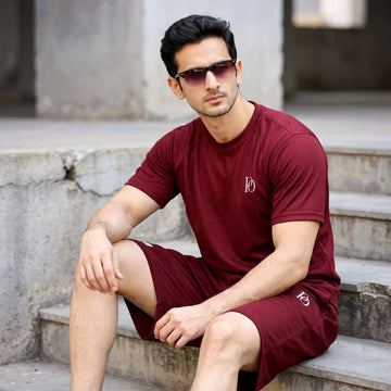 Men’s Maroon Nikker Shirt Set – Premium